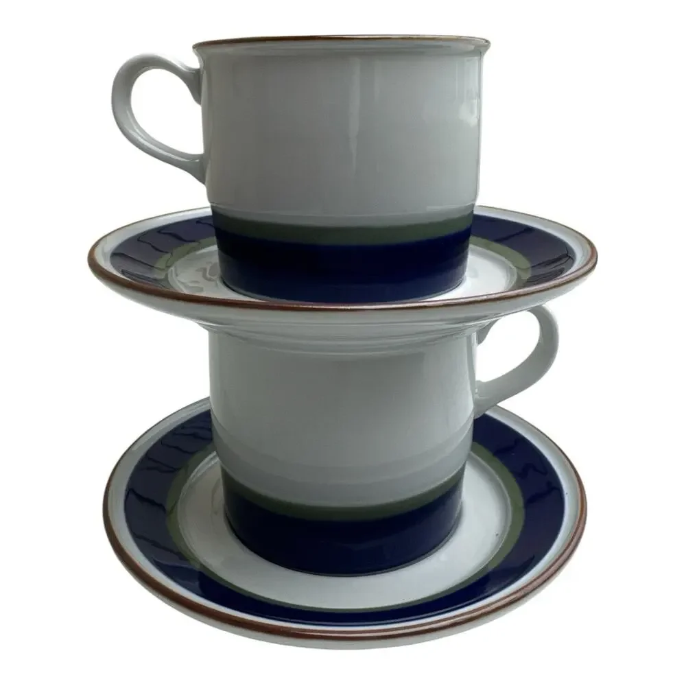 Porsgrund Norway Saga Hand Painted Coffee Cup & Saucer Mint‎ Condition Lot Of 2